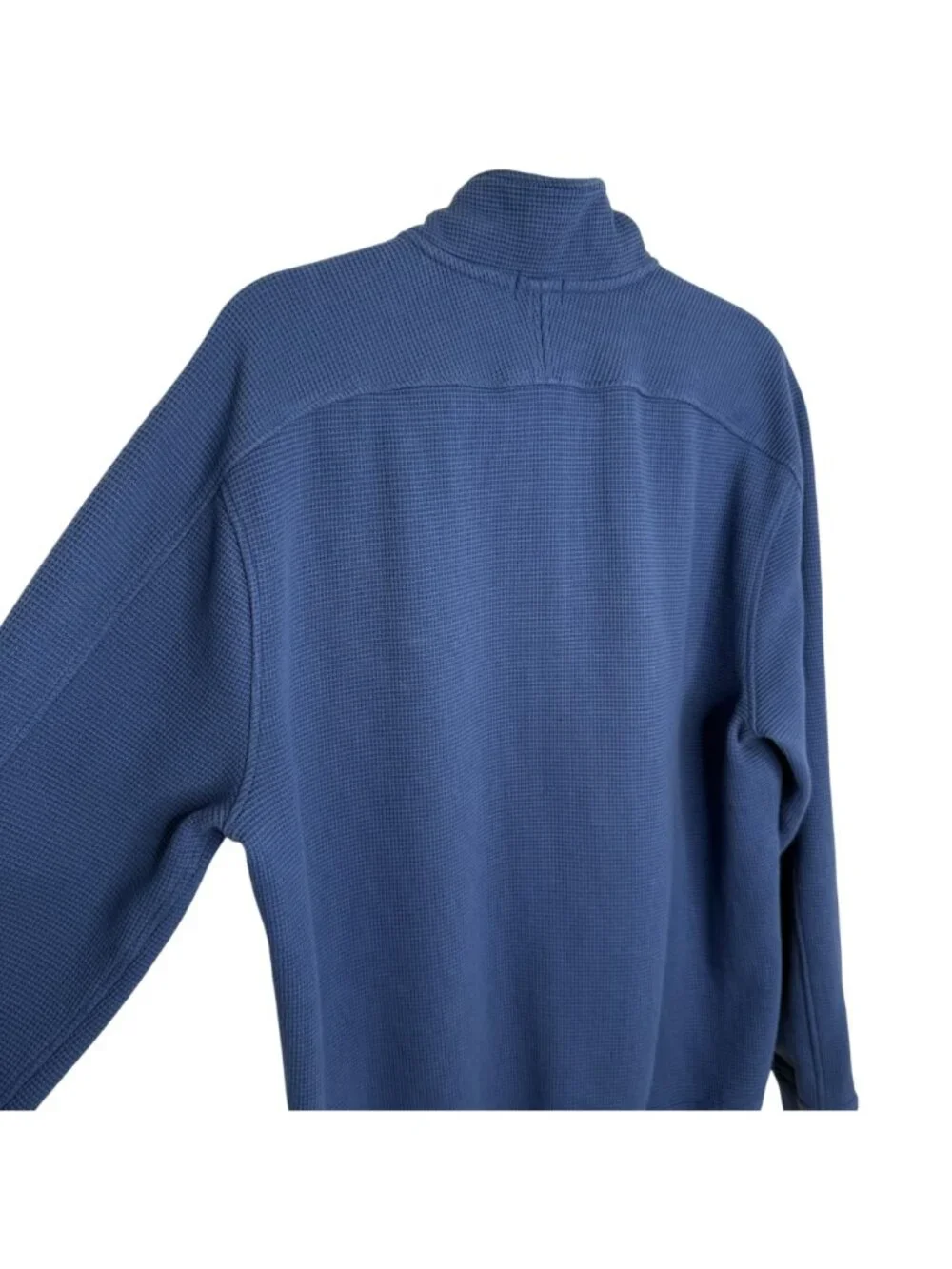 J. Crew Blue Brushed Waffle-Knit Half-Zip Pullover, L